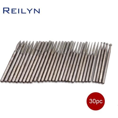 High Quality 3MM #120 30 Piece Diamond Grinding Bits Diamond Grinding Point Jade Stone Working Grinding Bits Accessories