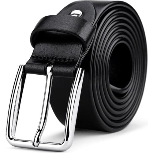 WilliamPolo Mens Genuine Leather luxury strap male belts for men new fashion classice pin buckle men belt High Quality007-009P
