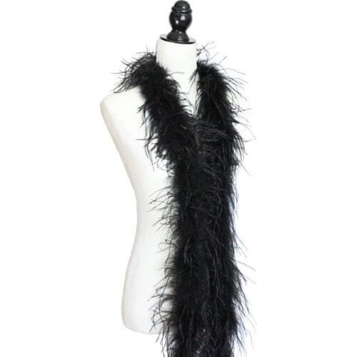 2Meters Black Ostrich Feather Boa Trims Skirt Ostrich Feathers for Crafts Wedding Feathers Decoration Carnaval Feather Decor Diy