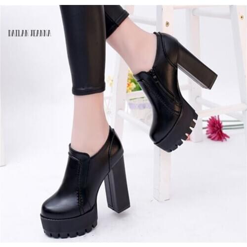 European style super high heel womens shoes 2020 thick heel shoes waterproof low boots and bare boots fashion shoes ladies
