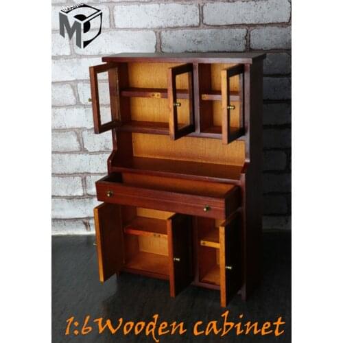 1/6 Component Wooden Cabinet Retro Bookcase Model Toy MCC-005 Figure Scene Accessories for 12'' Soldier Action Figure In Stock