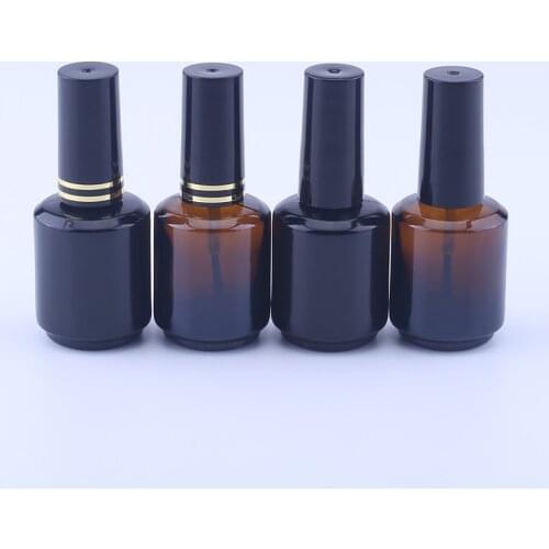 100pcs 15ml Black/amber Glass Nail Polish Bottle Empty Cosmetic Containers Nail Glass Bottles With Brush