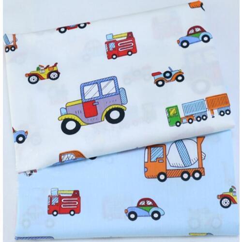100x160cm Pretty White & Blue Cartoon Colorful Cars Printed Cotton Fabric Bedding Quilting Clothing DIY fabric