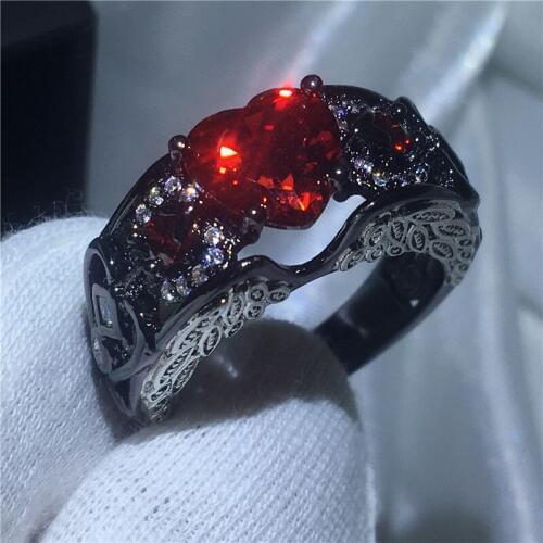 5 colors Heart love Angel Wing ring Black Gold Filled 925 silver Anniversary wedding rings for women men AAAAA zircon Bijoux