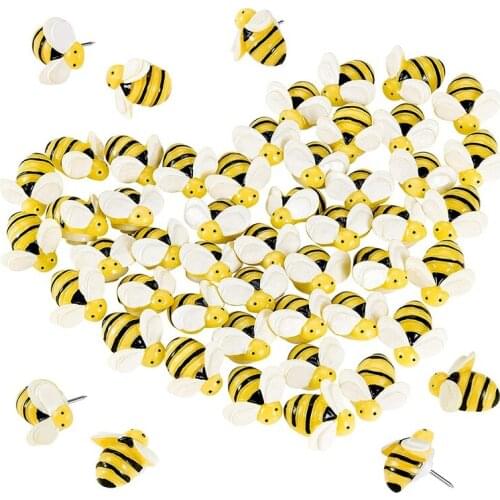 50Pcs Bee Pushpins Cute Bees Thumb Tacks Decorative Thumbtacks For Feature Wall, Whiteboard, Corkboard, Photo Wall, Maps