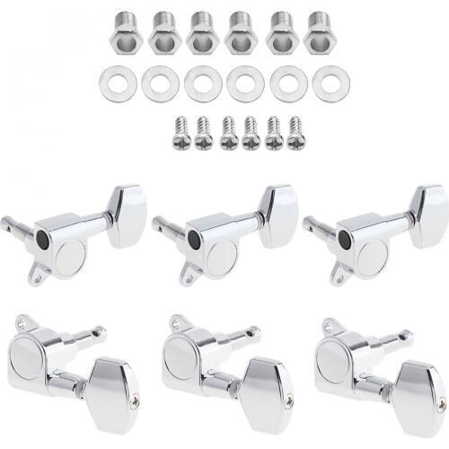 6pcs/lot Practical Silver Guitar Tuning Pegs Tuner 3R+3L All Closed Machine Head for 40 / 41 Inch Acoustic Folk Guitar