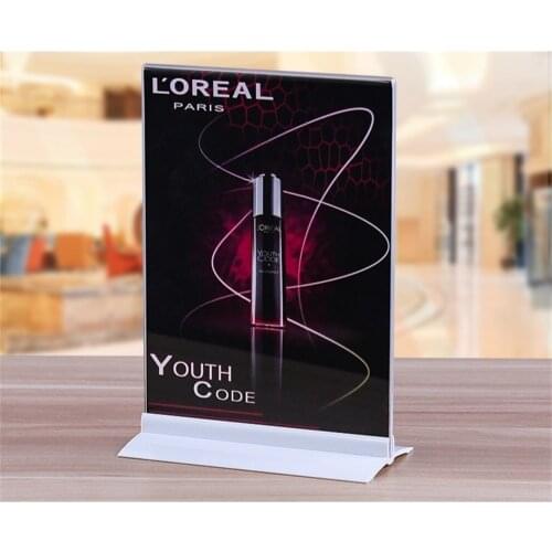200x100mm Acrylic Menu Price Tag Display Frame Aluminum Base Table Photo Picture Card Sign Holder