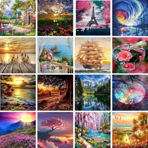 GATYZTORY Diamond Painting Landscape Handicraft Full Square Round Drill Diamond Embroidery Mosaic Craft Kit Handmade Gift