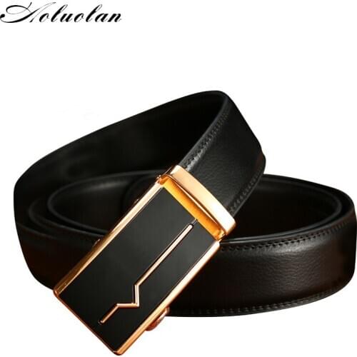 Aoluolan 2020 High quality buckles belts Brand new original leather designer Automatic buckle mens belt top luxury
