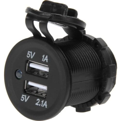 3.1A Dual USB Car Charger Socket Waterproof Power Outlet with Wires for Boat Bus Truck RV Auto Replacement Parts