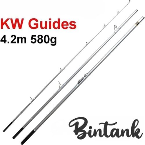 Bintank KW Large Line Hole Ring 4.2M 580g Carbonfiber Surf Casting SurfCasting Fishing Rod Tip-Butt Dia 3.2-24mm Bait 100-350g
