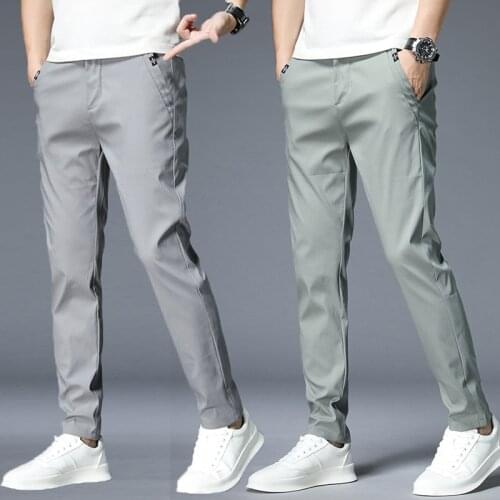 Smart Casual Pants Men Summer Thin Business Fashion Jogger Pants Slim Fit Classic Fashion Straight Silk Breathable Men Trousers