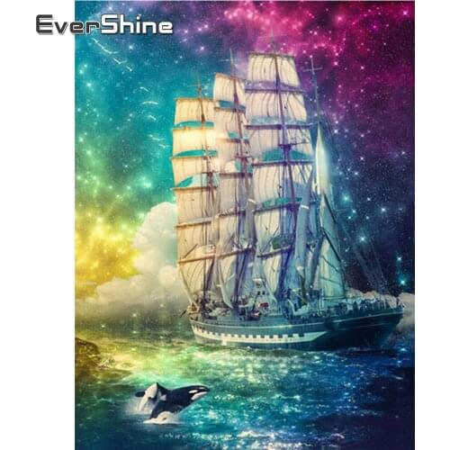 EverShine Diamond Painting Ship Cross Stitch Diamond Mosaic Landscape Embroidery Rhinestones Art Bead Picture Kits Sale Gift