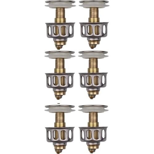 Wash Basin Bounce Drain Filter, Up Bathroom Sink Drain Plug with Basket Kitchen Sink Strainer and Stopper