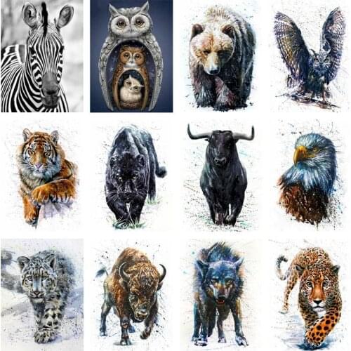 GATYZTORY 60x75cm Frame Animal Diy Oil Painting By Bumbers Kits Tiger Leopard Acrylic Paint By numbers For Adults Home Decors