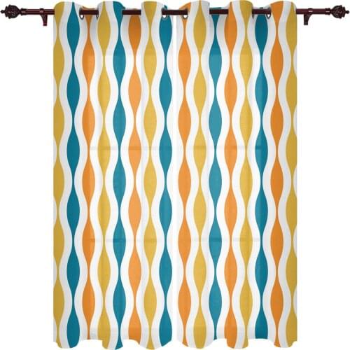 Geometric Yellow Turquoise Medieval Print Curtains for Living Room Luxury Window Treatments Bedroom Kitchen Curtains Drapes