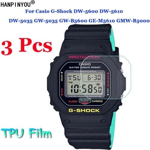 3Pcs for Casio G-Shock DW-5600 5610 5035 GW-5035 B5600 M5610 GMW-B5000 Clear Soft TPU Hydrogel Film Screen Protector (Not Glass)
