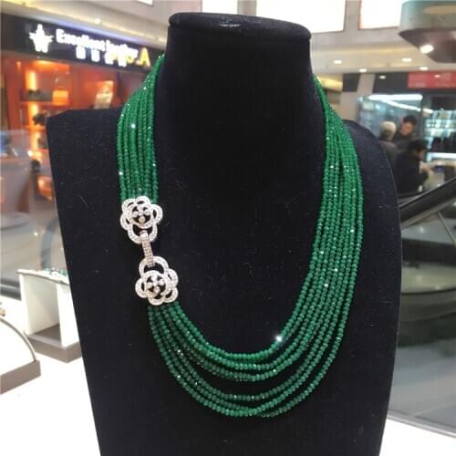 Hot sell double use 9 -10 mm white freshwater pearl necklace green beads multilayer long sweater chain fashion jewelry