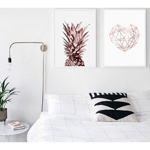 Rose Gold Pineapple Poster Modern Print Canvas Painting Mural Nordic Minimalist Wall Art Picture For Living Room Home Decoration