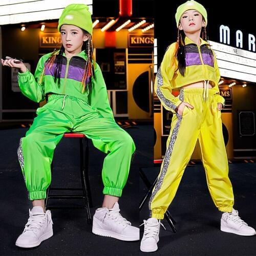 Two-Piece Girl Hip-Hop Street Dance Performance Costume ChildrenS Jazz Dance Suit Handsome Costume Sport Wear 120-170cm DL4659