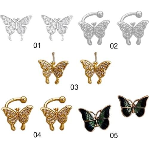 Kpop Jewelry Mini Minimalist Butterfly Fairy Shiny Exquisite Aesthetic Ear Bone Clip No Piercings Earrings For Women