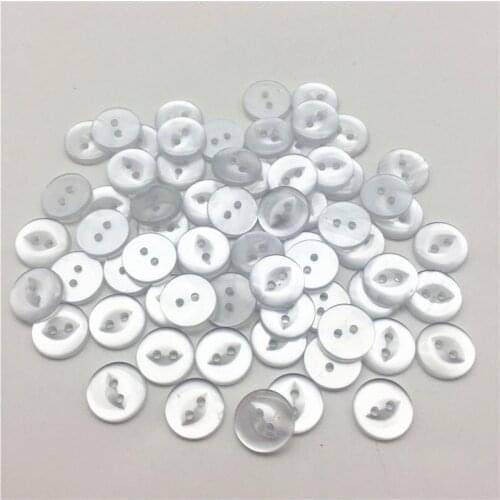 100pcs 11mm Clear Pearl Fisheye Round Resin 2 Holes Buttons Sewing Accessories Embellishments Button