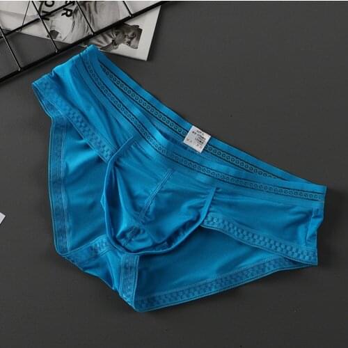Fashion Ice Silk Sexy Underwear Men Briefs Seamless Breathable Sissy Panties Men Bikini Solid U-Bulge Low Waist Soft Underwear