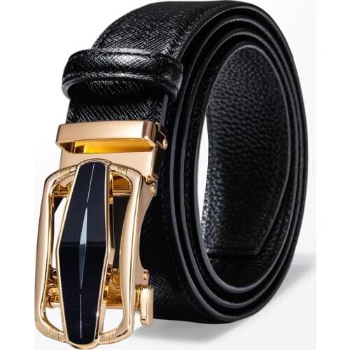Gold Cutout Fahsion Belt Men Top Quality Genuine Luxury Leather Belt For Men Black Strap Male Metal Automatic Buckle Barry.Wang