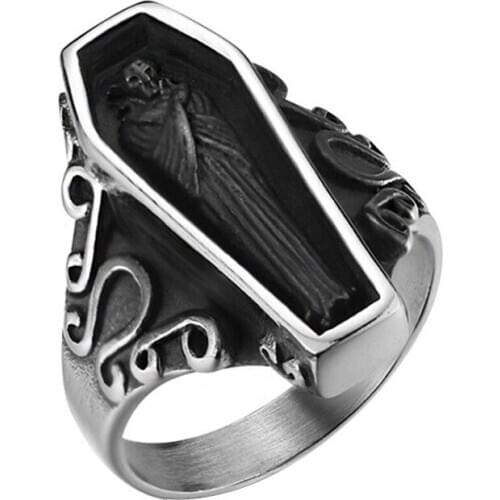 Neo-Gothic Style Mens Stainless Steel Ring Bracelet Titanium Steel Portrait Accessories Jewelry Ring