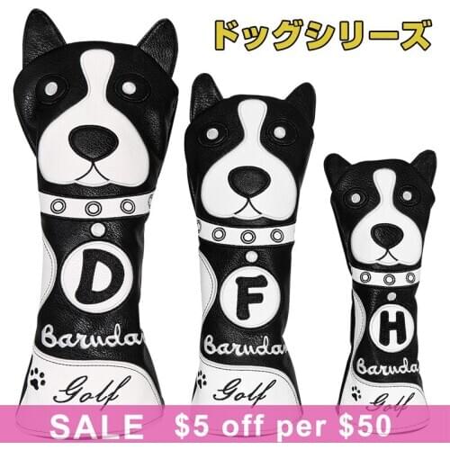 Golf Club Headcover Set Cute Dog Golf Wood Cover 1 3 5 Driver Fairway Rescue Hybrid Headcovers with tag Free Shipping