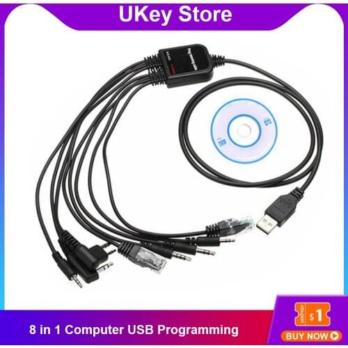 Newest Universal 8 in 1 Computer USB Programming Cable Multi-function 8-in-1 Writer Hand Trolley Data Cable USB CD Software