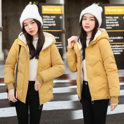 2021 New Winter Jacket Women Hooded Female Warm Thicken Down Cotton Padded Jackets Loose Oversized Womens Short Parkas Coats