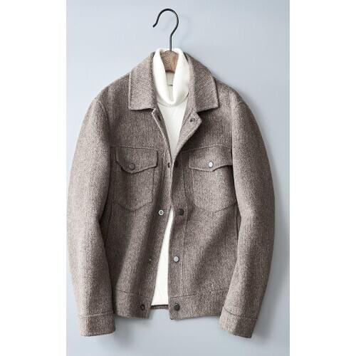 New Mens Wool 2020 Winter Jacket High Quality Casual Trench Male Woolen Coat Pocket Fashion Single Breasted Overcoat #1968