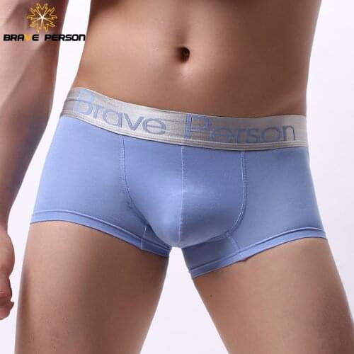 BRAVE PERSON New Arrival Mens soild Underwear Male Boxer Shorts Cotton Fashion Sexy Boxers Men Underpants Boxer Panties