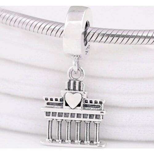 Original Vintage Berlin Brandenburg Gate With Heart Pendant Bead Fit 925 Sterling Silver Bead Charm Pandora Bracelet DIY Jewelry
