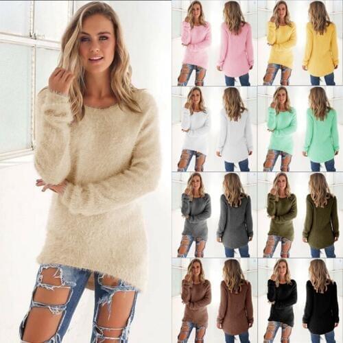2020 Autumn Women Plush Sweaters Winter Fashion O Neck Long Sleeve Solid Casual Loose Soft Pullovers Ladies Warm Tops Plus Size