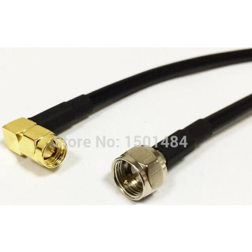 New SMA Male Plug Right Angle Connector Switch F Male Plug Convertor RG58 Wholesale Fast Ship 50CM 20"Adapter