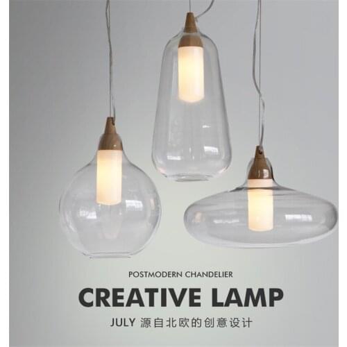 Nordic Transparent White Glass Bottle Pendant Lights American Restaurant Bar Hanging Lamps Dining Room Kitchen Deco Lighting