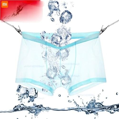 Youth summer mens ice silk underwear one-piece boxer shorts breathable thin sexy transparent boxer briefs for xiaomi youpin