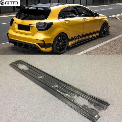 W176 A180 A200 A260 A45 Carbon Fiber Auto Side Skirts For Benz A250 A260 A45 Sport Bumper 2013UP