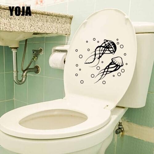 YOJA 24.1X21.3CM Jellyfish Fish Sea Ocean Bubbles Wall Decal Art Toilet Sticker Picture T5-0338
