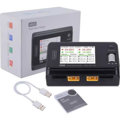 ToolkitRC M6D 500w 15A DC Dual Smart Charger Discharger Battery Balance for 1-6S Lipo LiHV Lion NiMh Pb Cell