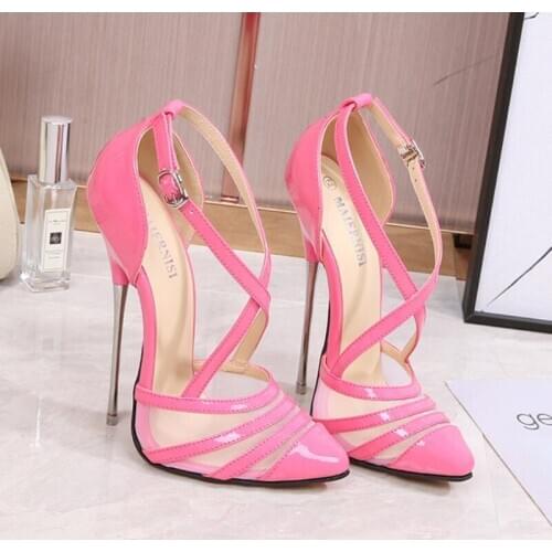 MAIERNISI Newly Arrived 16cm Thin High Heel Womens Pumps Shoes Sexy Pointed Toe Party Shoes Fetish Street Shot Shoes Big Size