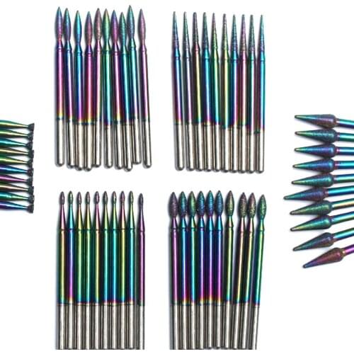 10pcs/Set Nail Drill Bits Diamond Milling Cutters Eletric Nail Files Pedicure Manicure Machine Remove Cuticle Equipment Tools