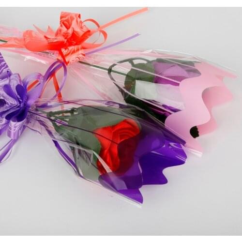100pcs Clear Plastic Cone Shape Gifts Bags Flower Packaging Cellophane Bags For Valentine Wedding Party Rose Bouquet Decoration