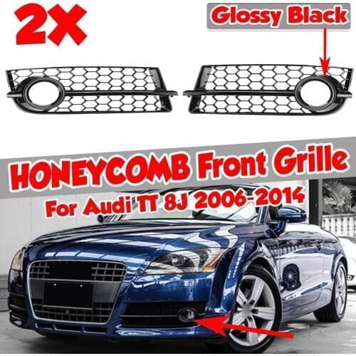 2pcs Car Front Fog Light Grill Grille Lamp Cover Honeycomb Hex For Audi TT 8J 2006-2014 8J080768201C 8J080768101C