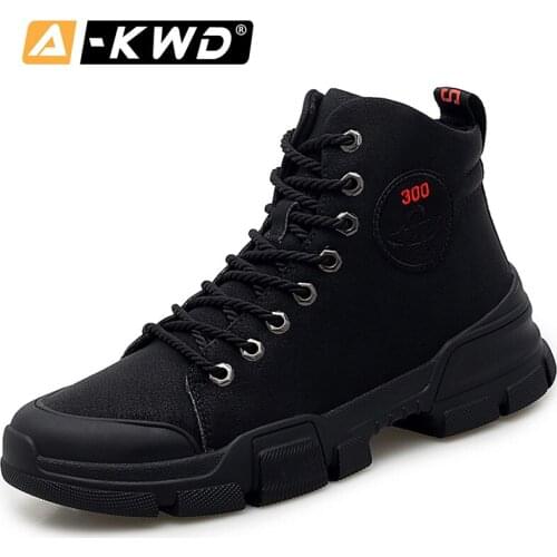 2019 Fashion Men Snow Boots Black Fur Men Winter Boots is Ayakkabisi High Top Tooling Shoes Men Genuine Leather Single Men Boots