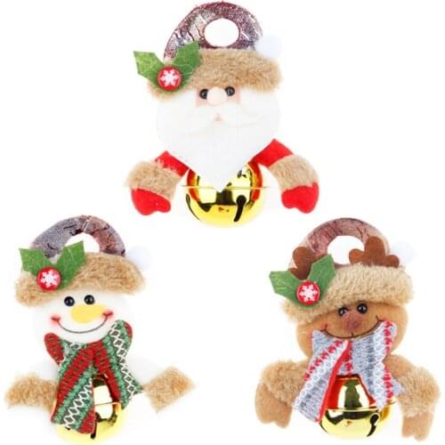 3 Pcs Christmas Element Doll Bell Pendant DIY Xmas Tree Decor Hanging Decoration