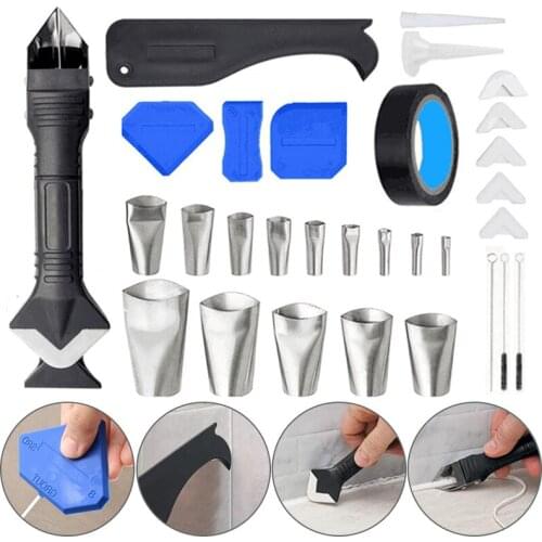 30pcs Silicone Reusable Caulking Tools Caulking Nozzle Applicator Kit Sealant Finishing Tool Grout Scraper Kit