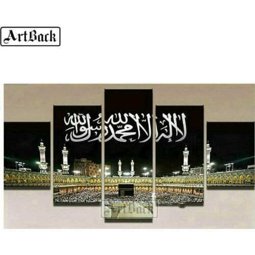 5 fight painting mosque landscape 5d diy diamond painting islamic castle full square 3d diamond embroidery muslim Ramadan gift